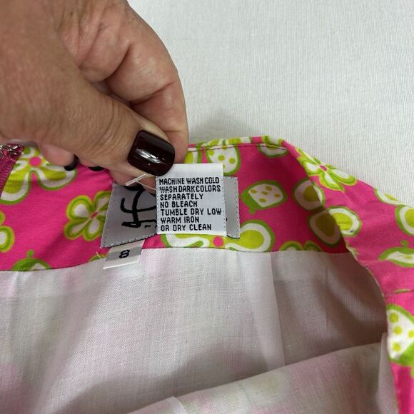 Vintage 80s Lilly Pulitzer Pink Green Dune Buggy Ladybug Mini Skirt Size 8 EUC - Picture 9 of 10